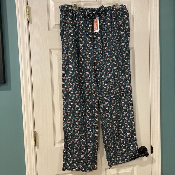 NWT Vineyard Vines Mens Small Christmas Pajama Pants Deep Juniper Whales Trees - Picture 1 of 7